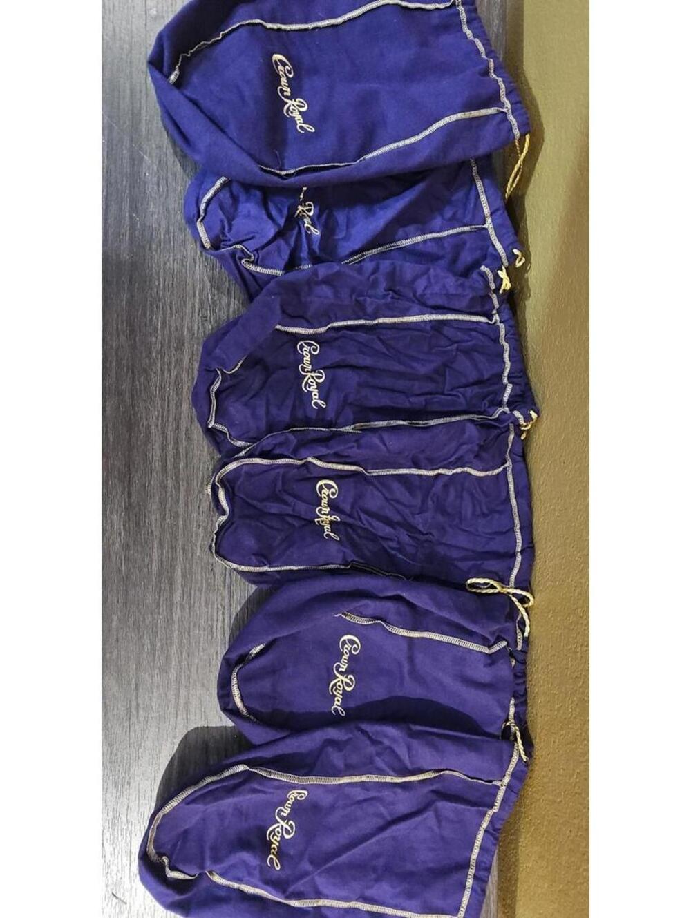 Large Purple Crown Royale Drawstring Bag 12” Clean - Lot of 6